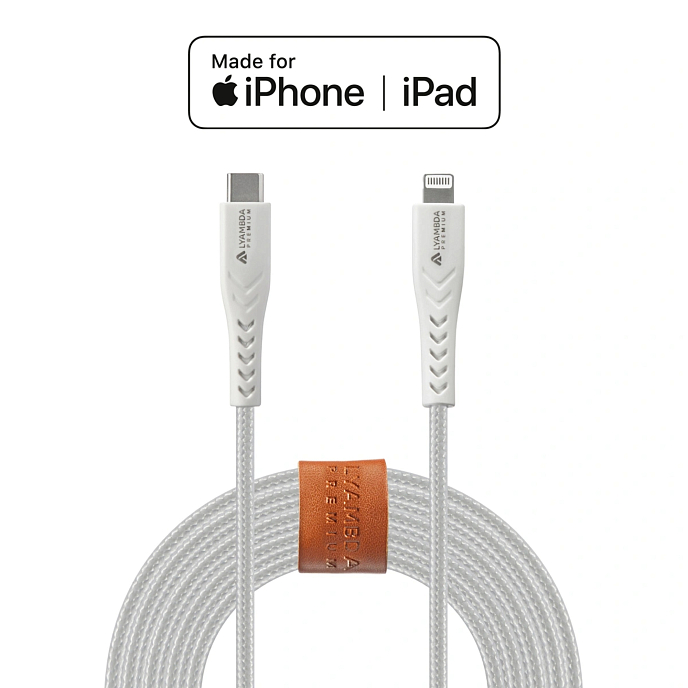 Кабель Lyambda LCLm25 USB Type-C/Lightning White - рис.0