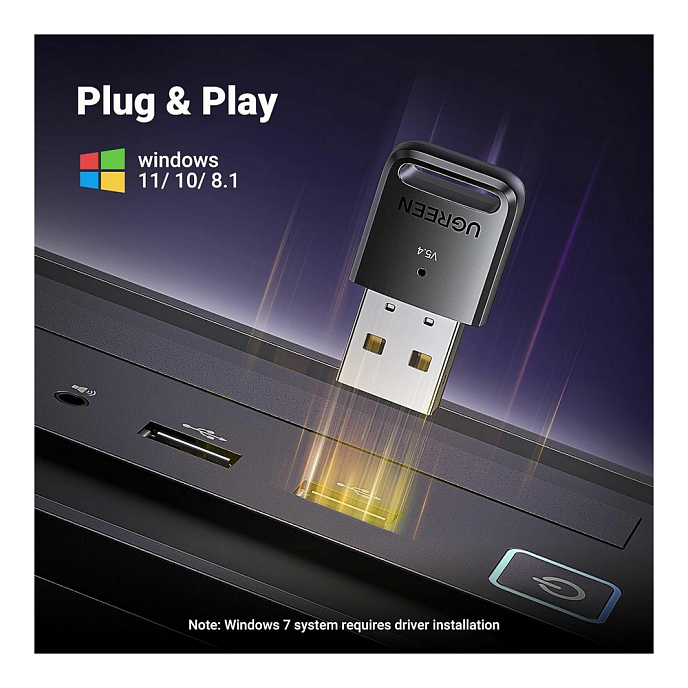 Адаптер Ugreen CM748 Bluetooth 5.4 Adapter USB-A Black - рис.1