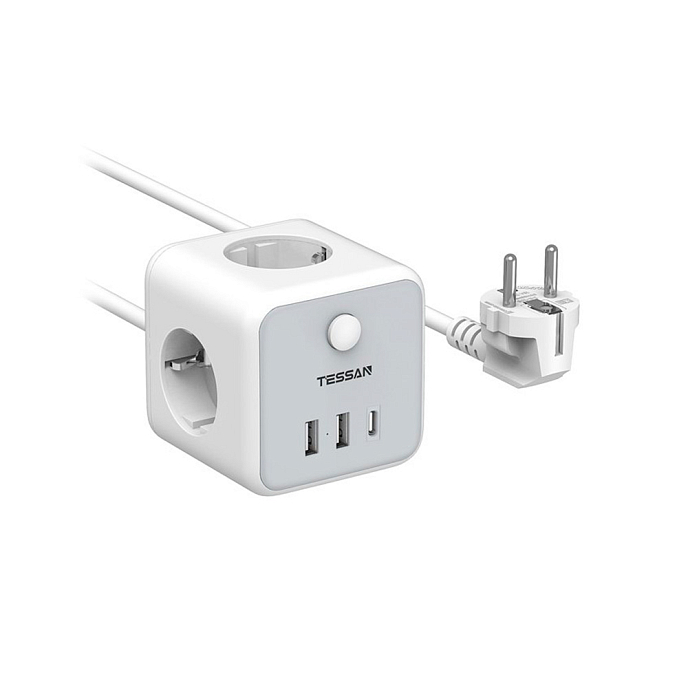 Сетевой фильтр Tessan TS-301-C Grey - рис.0