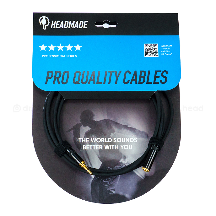 Кабель HeadMade Pro 3.5-f - 3.5-m Black 1.5m - рис.0