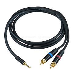 Кабель HeadMade Pro 2RCA - 3.5mm Black 1.5m
