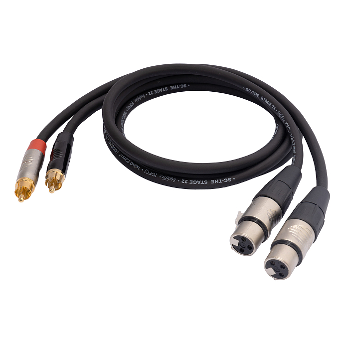 Кабель HeadMade Pro 2RCA - 2XLR-F Black 1m - рис.1