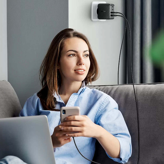 Сетевое зарядное устройство Ugreen CD224 USB-A - USB-C 65W Black - рис.3