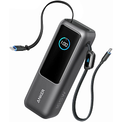 Внешний аккумулятор Anker Power Bank 25K mAh 165W (Built-In and Retractable USB-C Cable) Dark Grey