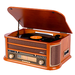 Проигрыватель винила Alive Audio OLDTIMER wood проигрыватель винила с fm-приемником (SN 54543226451001155232)_Уценка