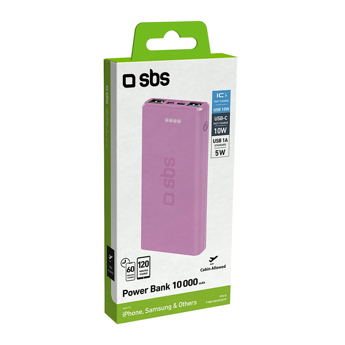 Портативный аккумулятор SBS 10.000 mAh Pink - рис.5