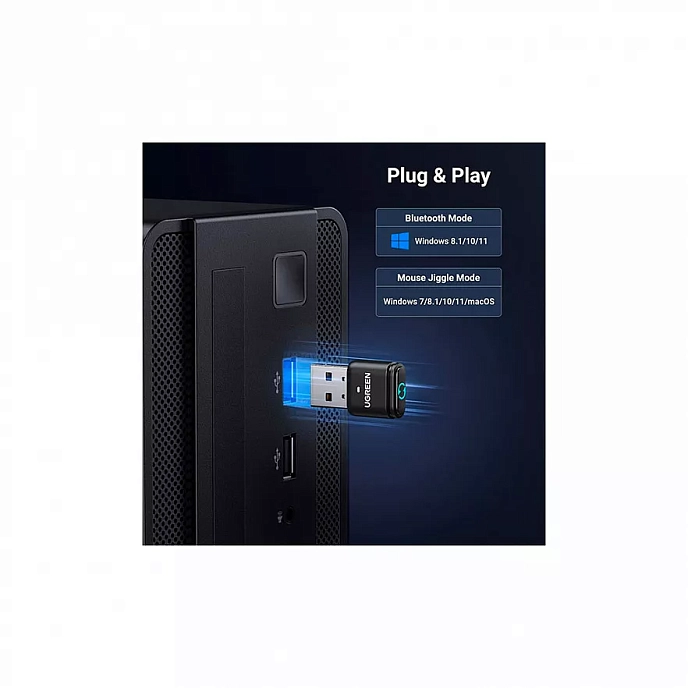 Адаптер Ugreen BT301 USB-A Bluetooth Adapter with Mouse Jiggler Function Grey - рис.1