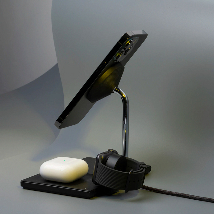 Беспроводная зарядка Native Union Snap 3-in-1 Magnetic Wireless Charger Black - рис.9