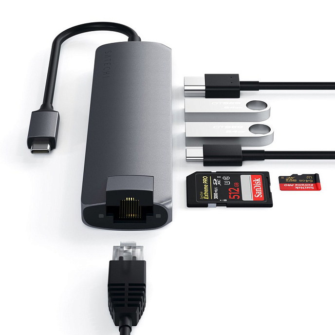 USB HUB Satechi Type-C Slim Multiport with Ethernet Adapter Space Gray - рис.4