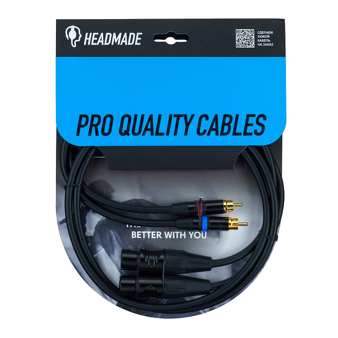 Кабель HeadMade Pro 2RCA - 2XLR-F Black 1m - рис.0