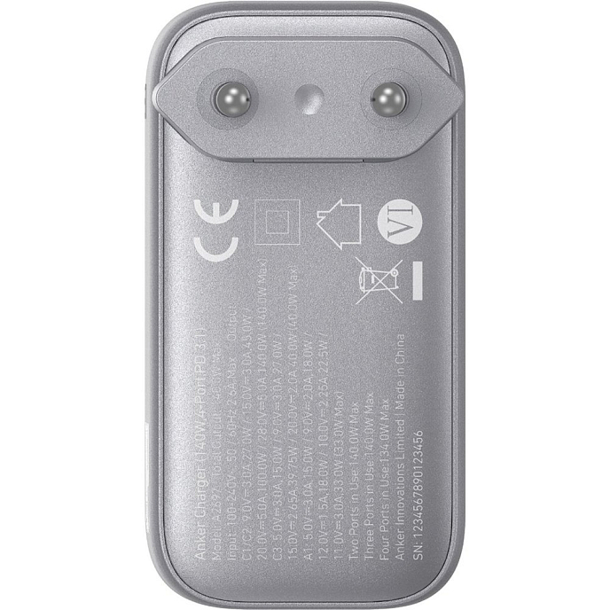 Сетевое зарядное устройство Anker Charger 140W 3xUSB-C/1xUSB-A LCD with USB Cable Silver - рис.6