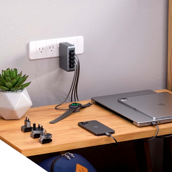 Сетевое зарядное устройство Satechi USB-C 4-Port GAN Travel Charger 145W Space Grey - рис.4