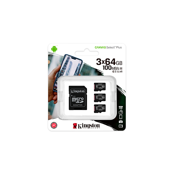 Карта памяти kingston microsd canvas select plus 128gb