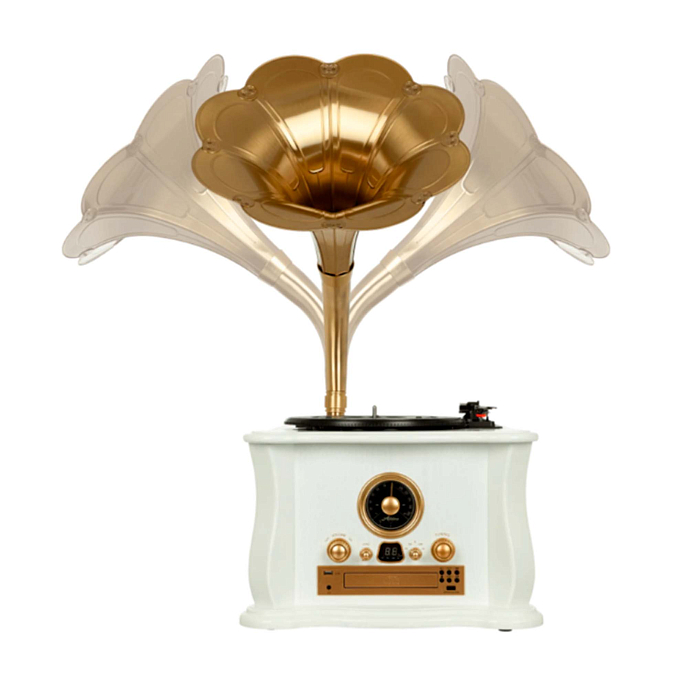 Проигрыватель винила Alive Audio Gramophone white набор винилового проигрывателя и трубы (SN 12957369946710326604)_Уценка - рис.2