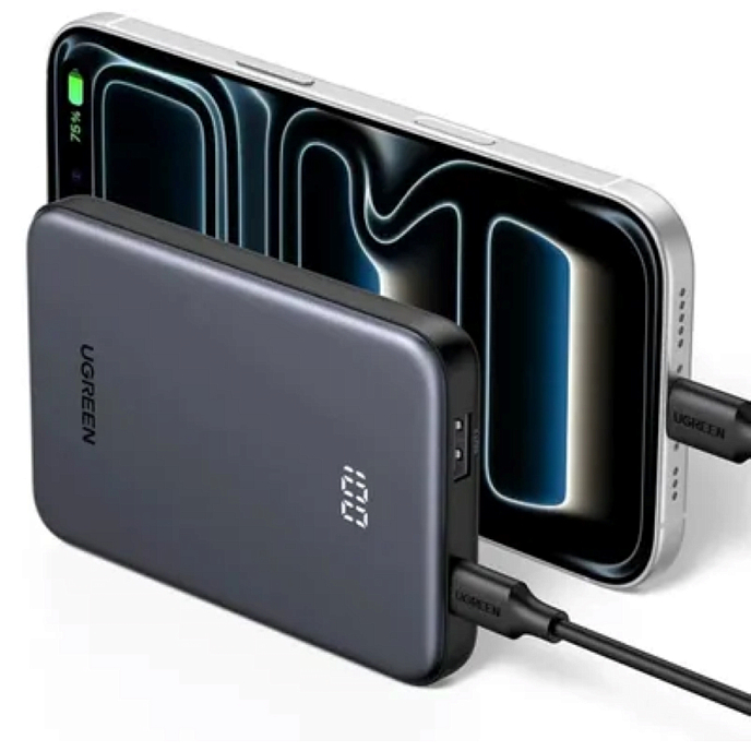 Внешний аккумулятор Ugreen PB507 10000mAh Two-way Fast Charging 20W Power Bank Gray - рис.1