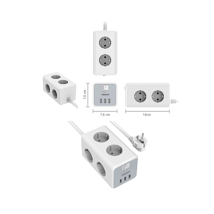 Сетевой фильтр Tessan TS-306 grey - рис.3