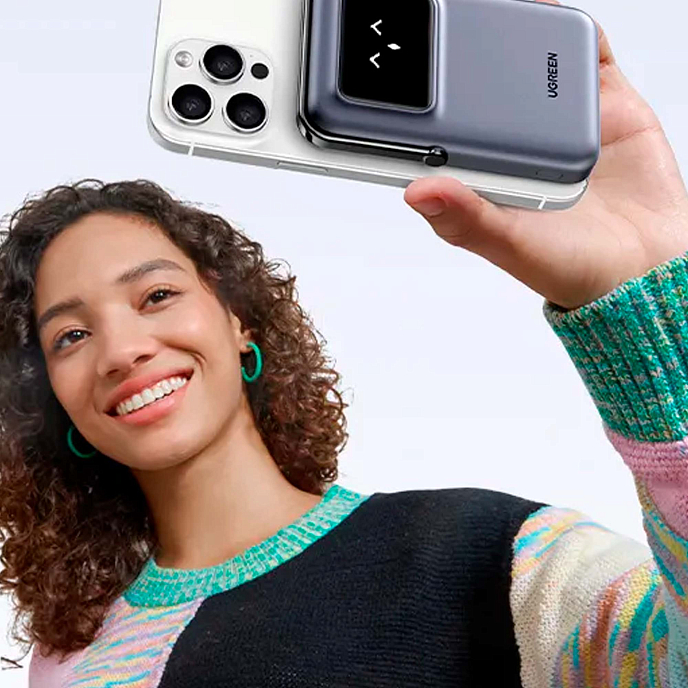 Портативный аккумулятор Ugreen PB764 UNO 10000mAh Qi2 Robot Grey - рис.3