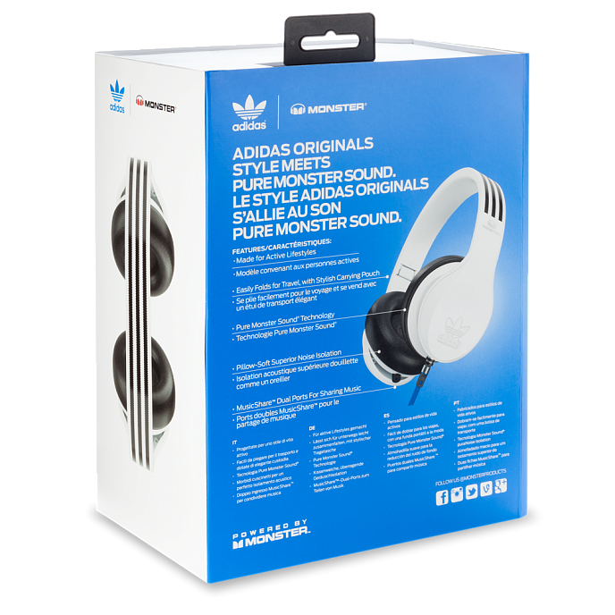 Наушники MONSTER ADIDAS ORIGINALS OVER EAR HEADPHONES (WHITE) - рис.6