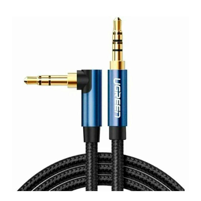 Кабель Ugreen AV112 (60179) Angled Cable black кабель угловой-прямой 3.5mm (m) to 3.5mm (m) 1m._OpenBox - рис.0