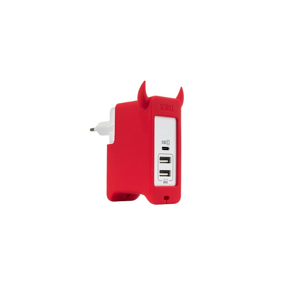 Сетевое зарядное устройство Momax U.Bull 3-port USB Charger 5.4A/28W Red - рис.0