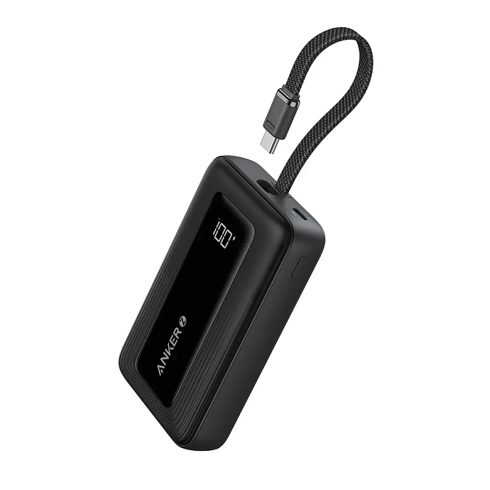 Внешний аккумулятор Anker Zolo Power Bank 10K 30W (Built-In USB-C Cable) Black - рис.0