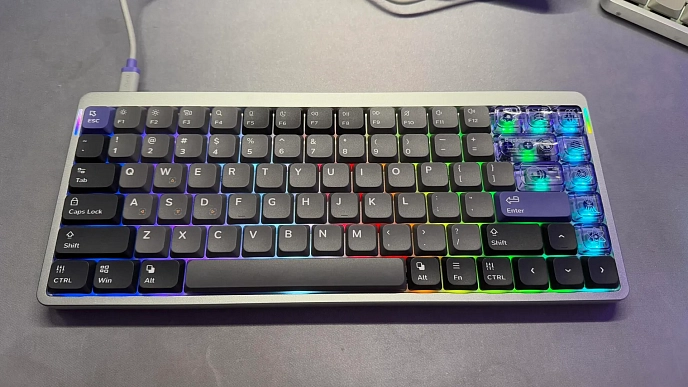 Клавиатура NuPhy Air75 HE (Low-Profile Magnetic Jade Switch) Space Silver - рис.5