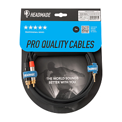 Кабель HeadMade Pro 2RCA - 3.5mm Black 2m