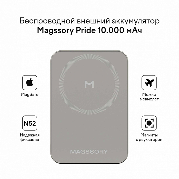 Портативный аккумулятор Magssory Pride 10000мАч Magnetic Titanium - рис.7