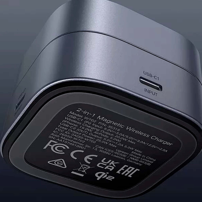 Беспроводная зарядка Ugreen W526 Magnetic Wireless Charger Grey Cosmos - рис.7