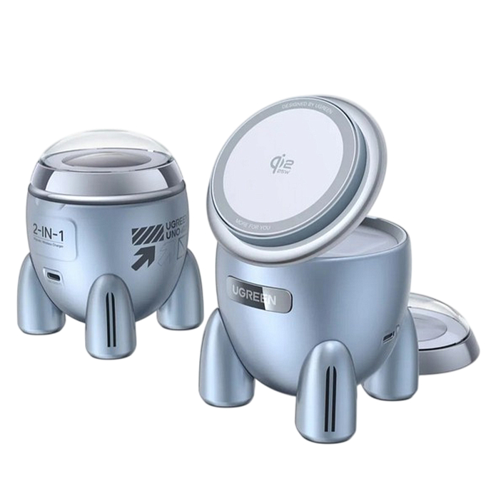 Зарядное устройство UGREEN W713 UNO 2-in-1 Silvery Blue - рис.1