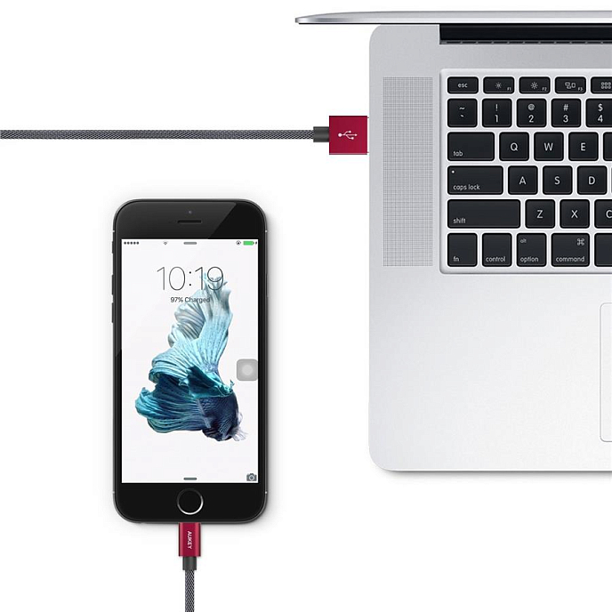 Кабель Aukey USB to Lightning Textile Cable 1.0m Red - рис.2