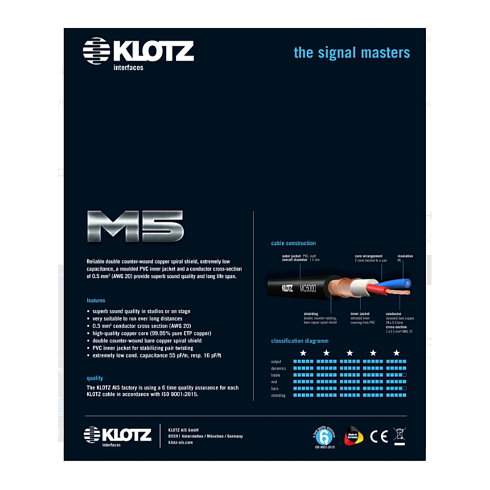 Кабель Klotz M5FM05 Black XLR(f) - XLR(m) 5m - рис.2