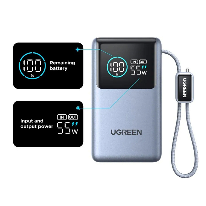 Портативный аккумулятор UGREEN PB727 10000mAh 55W Grey Cosmos - рис.2