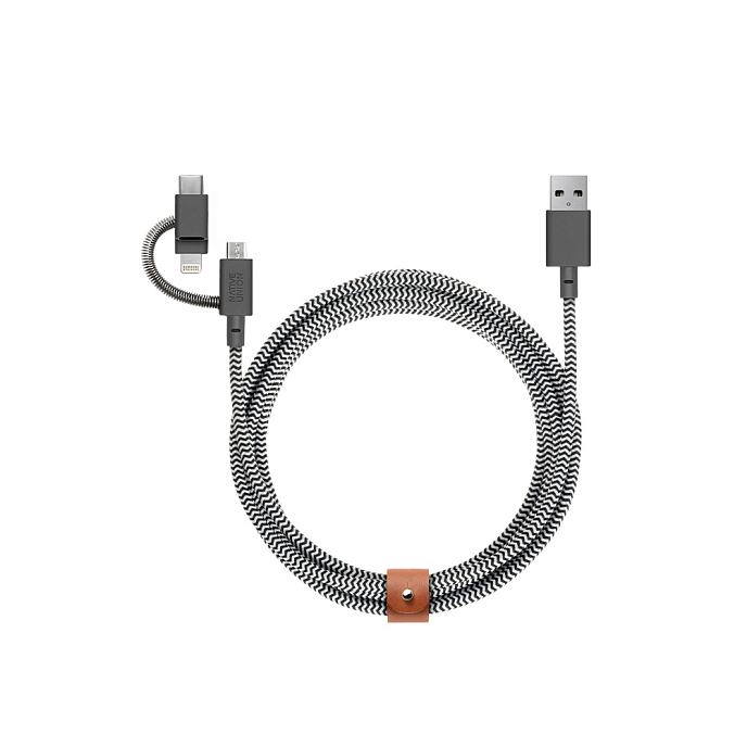 Кабель Native Union Belt Cable Universal 3-in-1 Zebra - рис.0