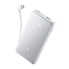 Внешний аккумулятор Anker Zolo 10K mAh 22.5W (Built-In USB-C Cable) White