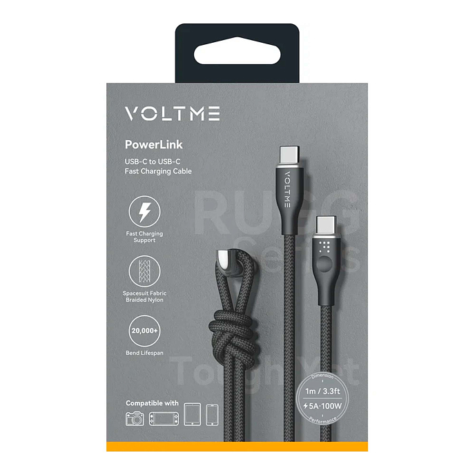Кабель VOLTME PowerLink Rugg CTC USB-C - USB-C 1m Black - рис.7