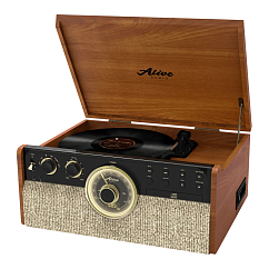 Проигрыватель винила Alive Audio Great Gatsby light wood виниловый проигрыватель c bluetooth, cd, fm-радио, кассетник (SN 81514111219568979965)_Уценка