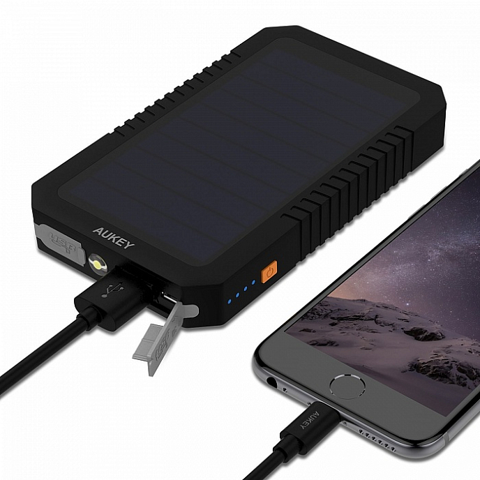 Внешний аккумулятор Aukey Dual USB Port Solar Battery 12000mAh - рис.1
