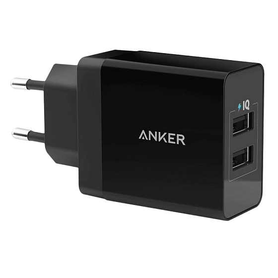Сетевое зарядное устройство Anker PowerPort 2 24W Black - рис.0