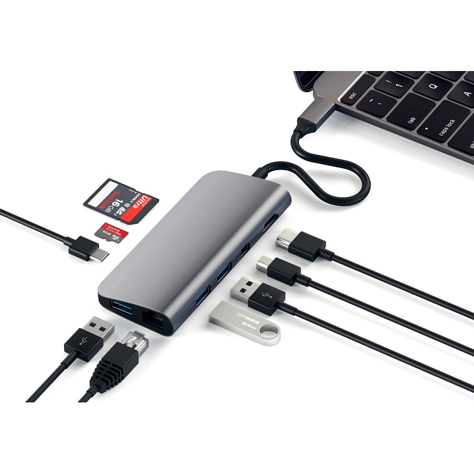USB HUB Satechi Aluminum USB-C Multimedia Adapter Space Grey - рис.4