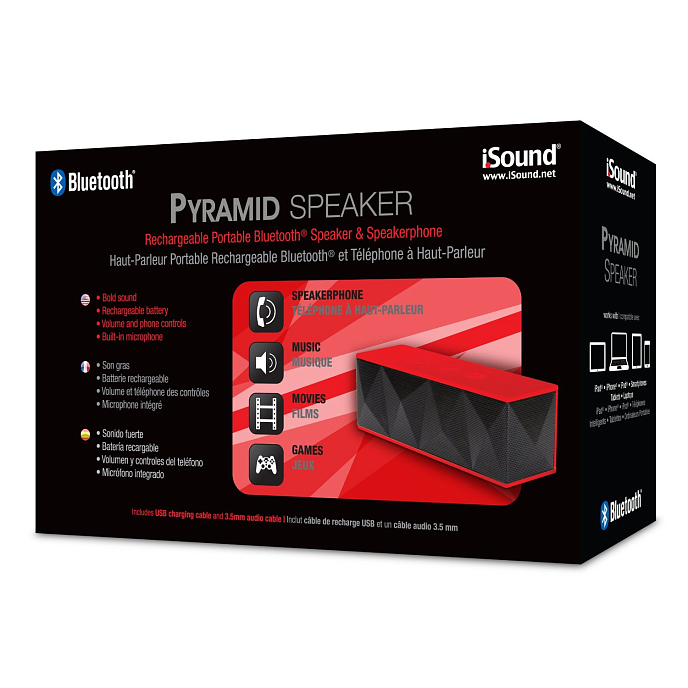 Портативная колонка iSound Pyramid Rechargeable Portable Red - рис.2
