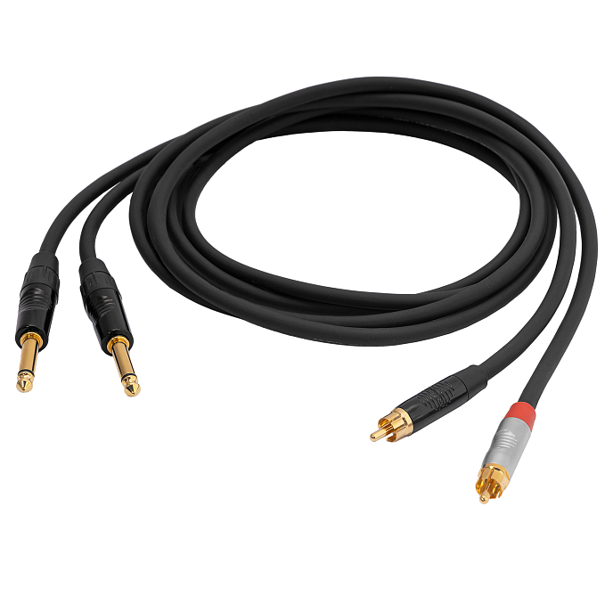 Кабель HeadMade Pro 2RCA - 2x6.3mm Black 1.5m - рис.2