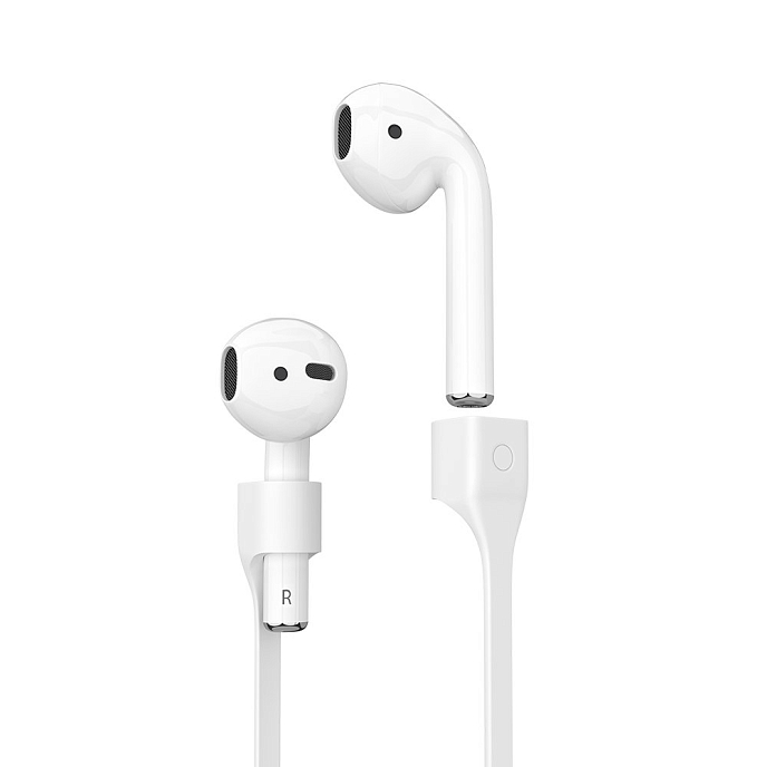 Силиконовый шнурок для AirPods Deppa Silicon strap for AirPods White - рис.0