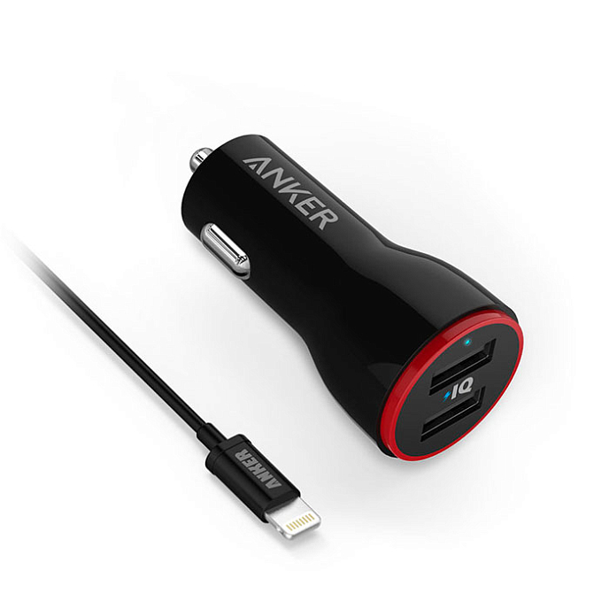 Автомобильное зарядное устройство Anker PowerDrive 2, 4.8A, 2USB, Lightning (B2310011) - рис.0