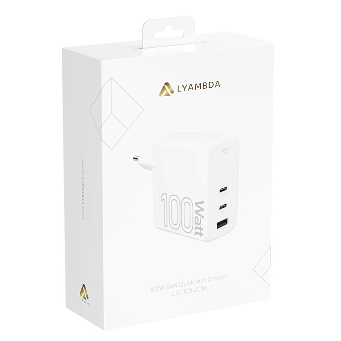Сетевое зарядное устройство Lyambda LJC-100-2C1A 100W GAN White - рис.5