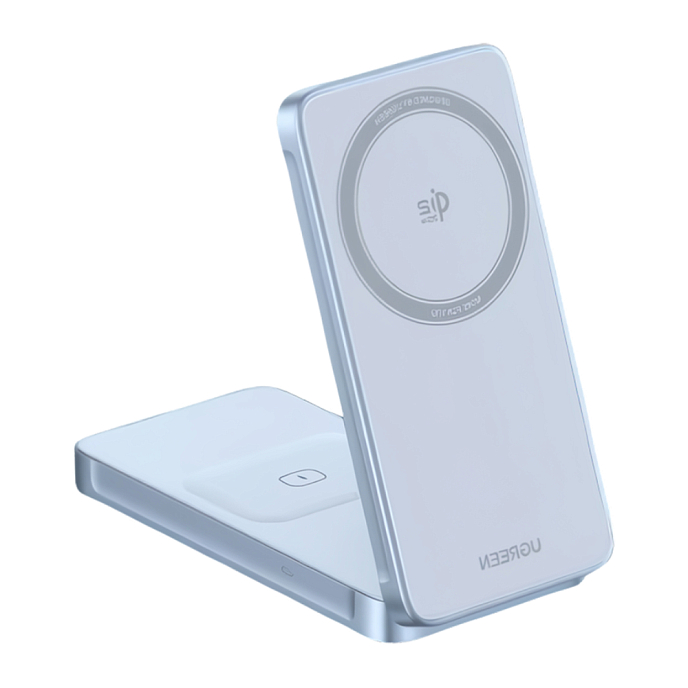 Беспроводная зарядная панель Ugreen W756 MagFlow 25W Magnetic Qi2.2 Wireless 2-in-1 Charger Silver - рис.2