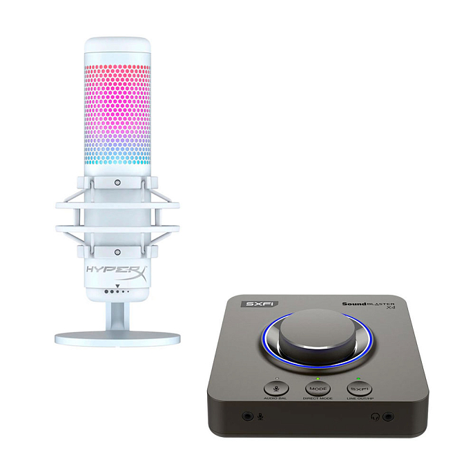 Комплект HyperX QuadCast S White + Creative Sound Blaster X4 - рис.0