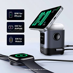 Зарядное устройство UGREEN W709 UNO 2-in-1 Robot Magnetic 20W for iPhone/AirPods Grey