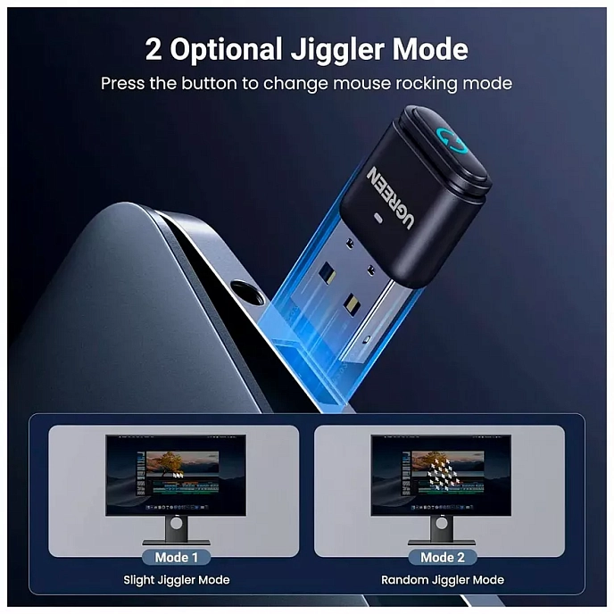 Адаптер Ugreen BT301 USB-A Bluetooth Adapter with Mouse Jiggler Function Grey - рис.2