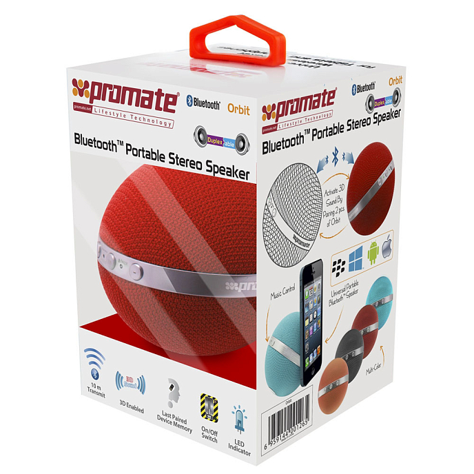 Портативная колонка Promate Orbit Maroon - рис.3